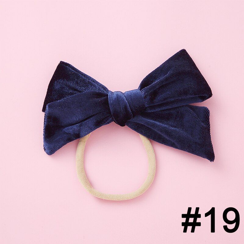 1pcs Velvet Bowknot Headbands for Baby girls Solid Cute Elastic Nylon Bow Headband New Toddler Girls Hair Accessories