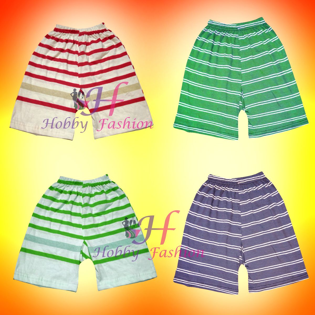 4 Pieces Multicolor Boy Stripe Half Pant by Any color