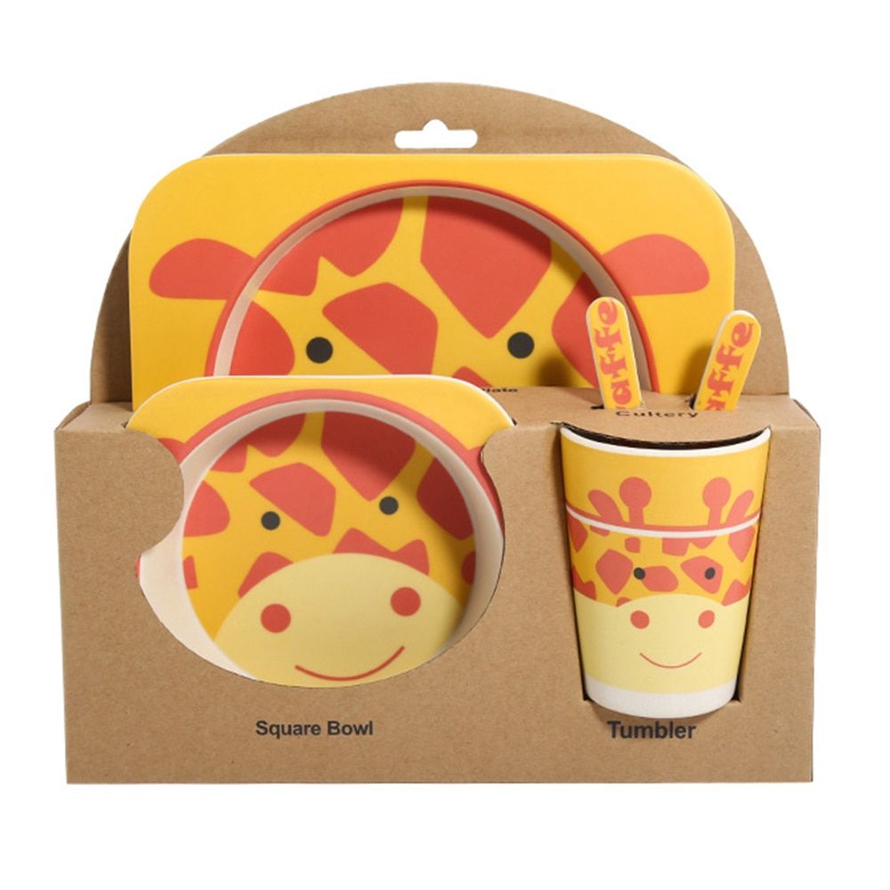 5pcs/set Baby Dish Tableware Children Cartoon Feeding Dishes Kids Dishes Eating Dinnerware Anti-hot Training Dinner Plate