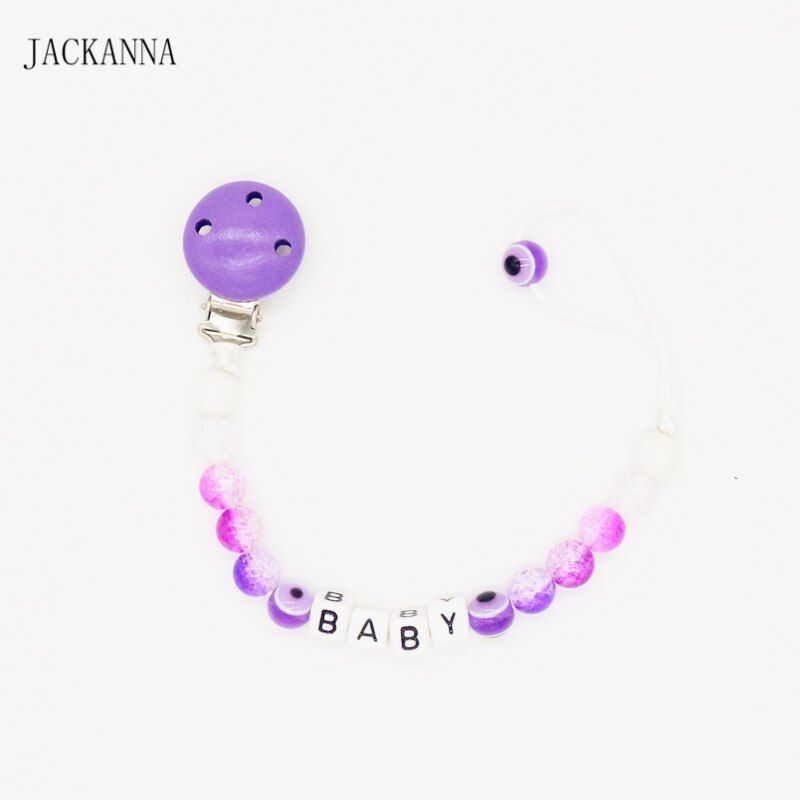 Personalized Name Blue Eye Baby Pacifier Clips Eco-friendly Plastic Pacifier Holder Chain Baby Soother Clips Teething Chain Gift