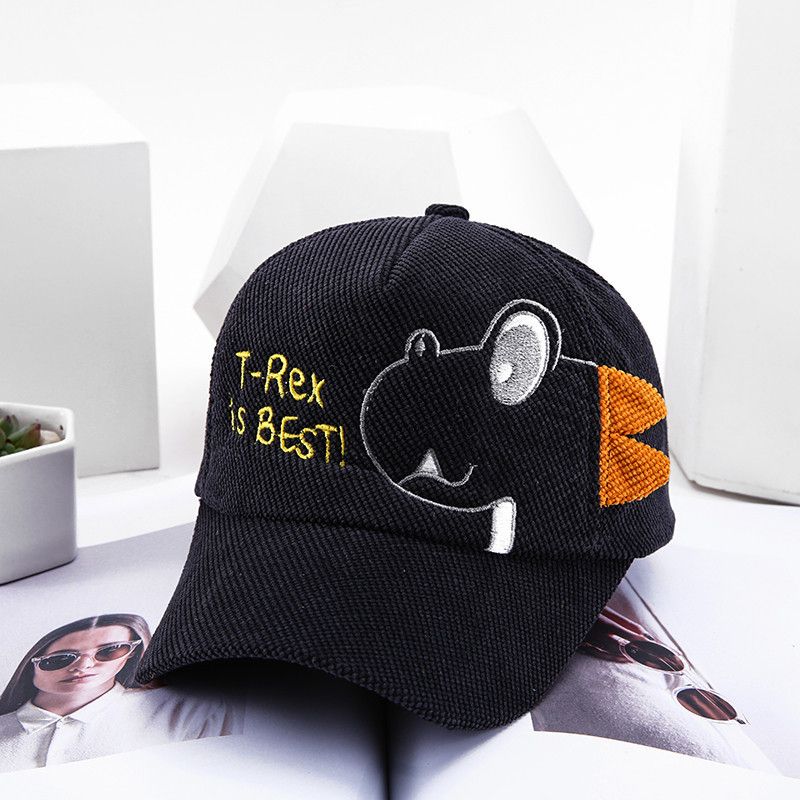 Cartoon Embroidery Dinosaur Baby Baseball Cap Soft Corduroy Adjustable Children Cap