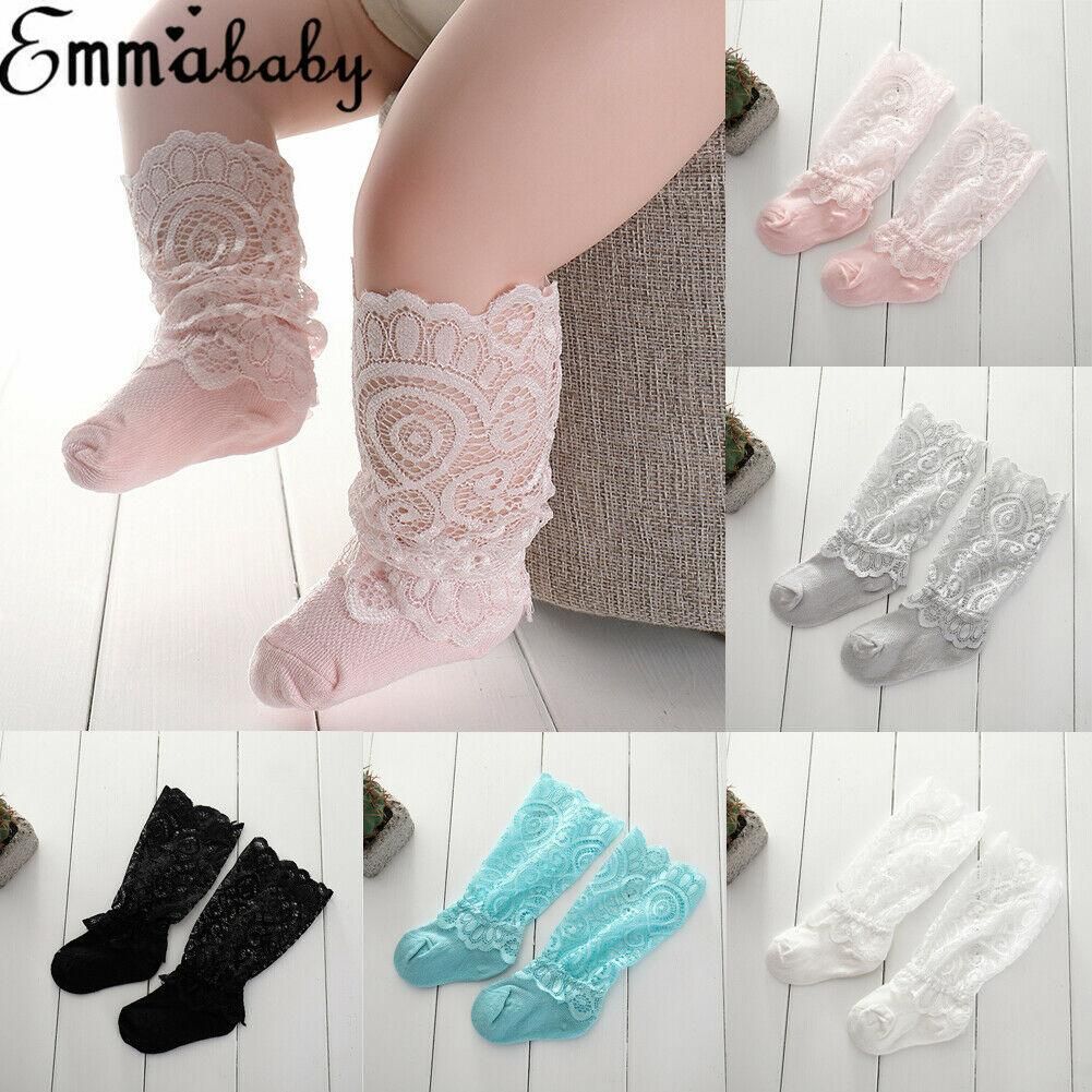 Cute Baby Girl Children Lace Socks Toddler Kids Knee High Frill Lace 0-3Y