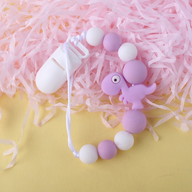 XCQGH New Baby Pacifier Chain Clip Baby Silicone Anti-lost Chain Creative Mini Dinosaur Teether Chain