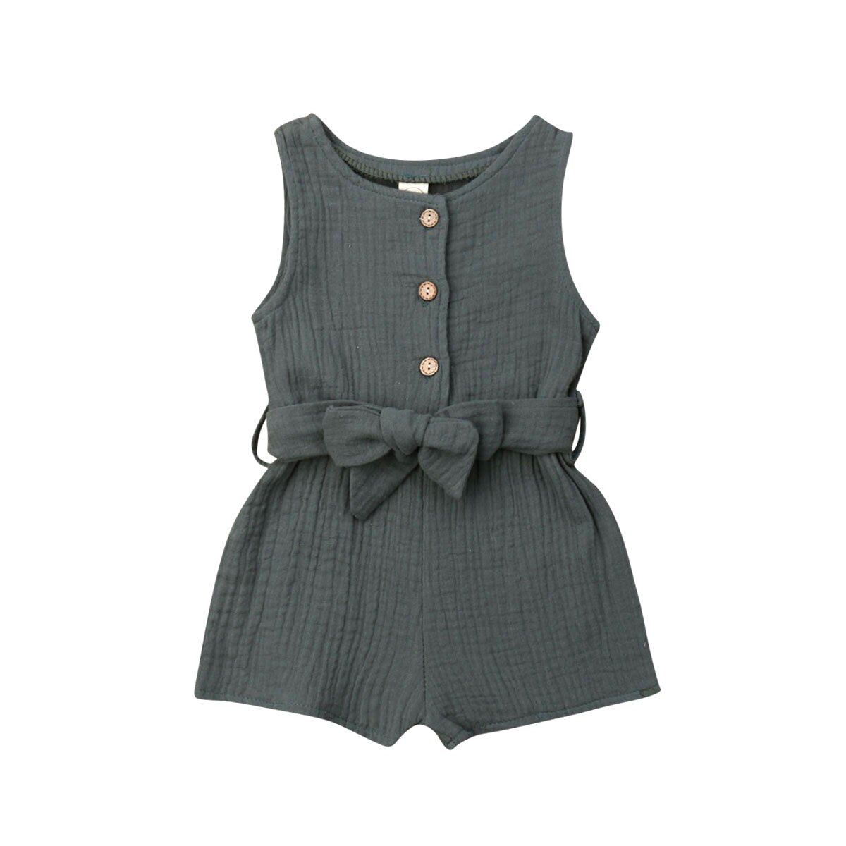 2019 Baby Summer Clothing Toddler Newborn Baby Girls Boys Cotton Linen Romper Sleeveless Jumpsuits Solid Playsuits Sash Outfits