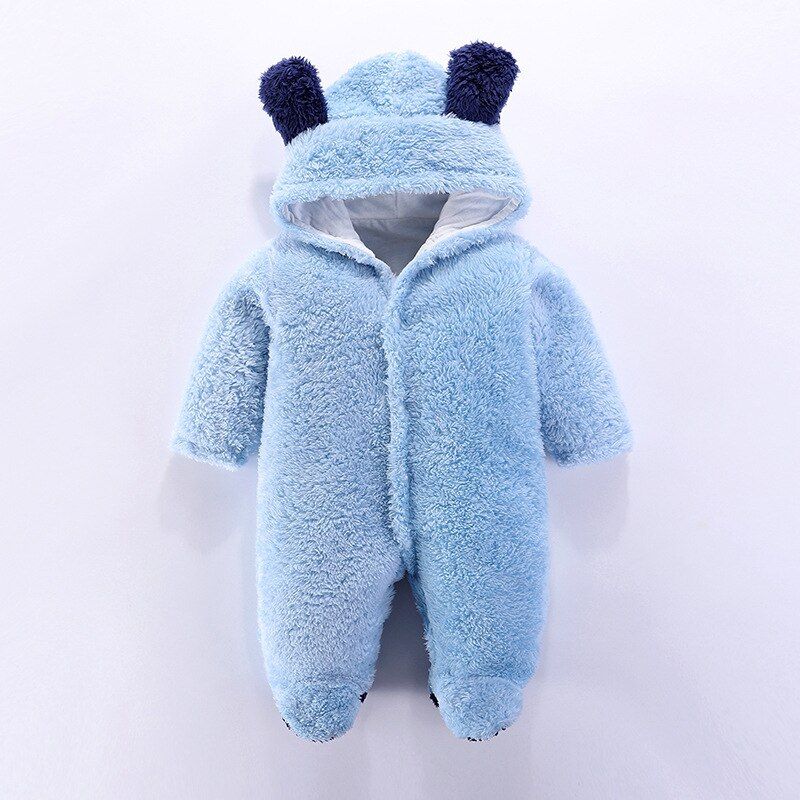 Unisex Baby Rompers Boys Girls Fleece Hooded Winter Fleece Jumpsuit Soft Cute Cartoon Coats Newborn Infant Bodysuits
