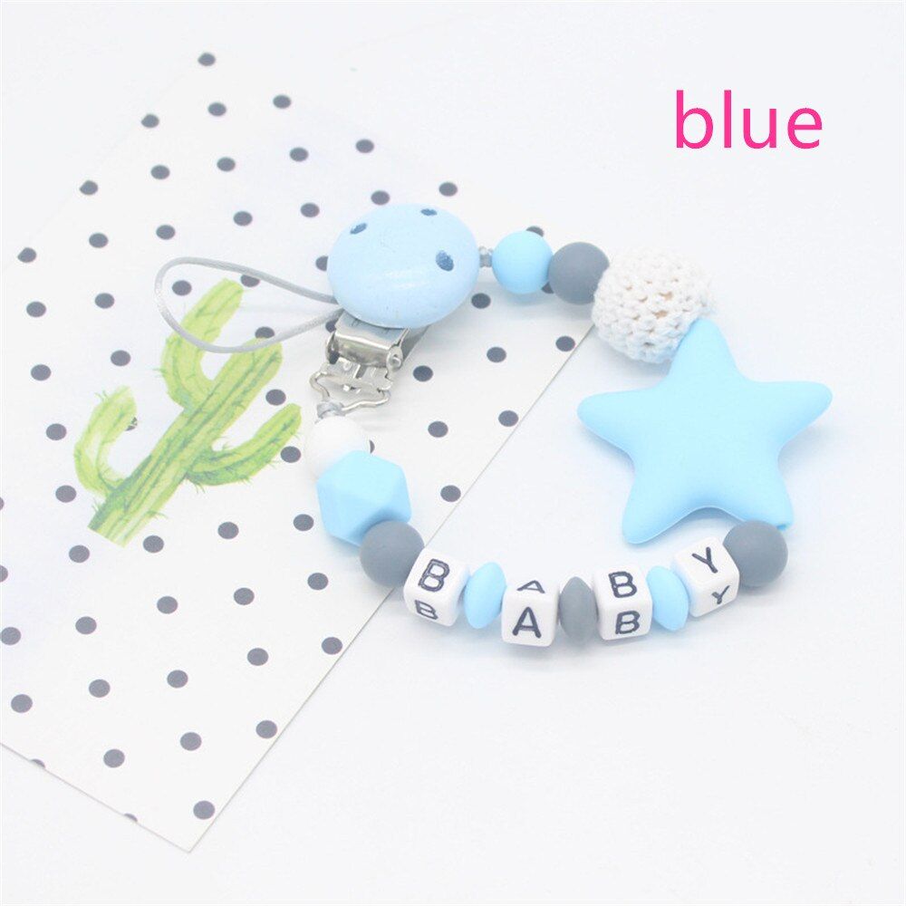 31cm Colorful Silicone Baby Pacifier Clip Personalised Name Pacifier Chain for Baby Teething Dummy Clips Soother Chew Toy