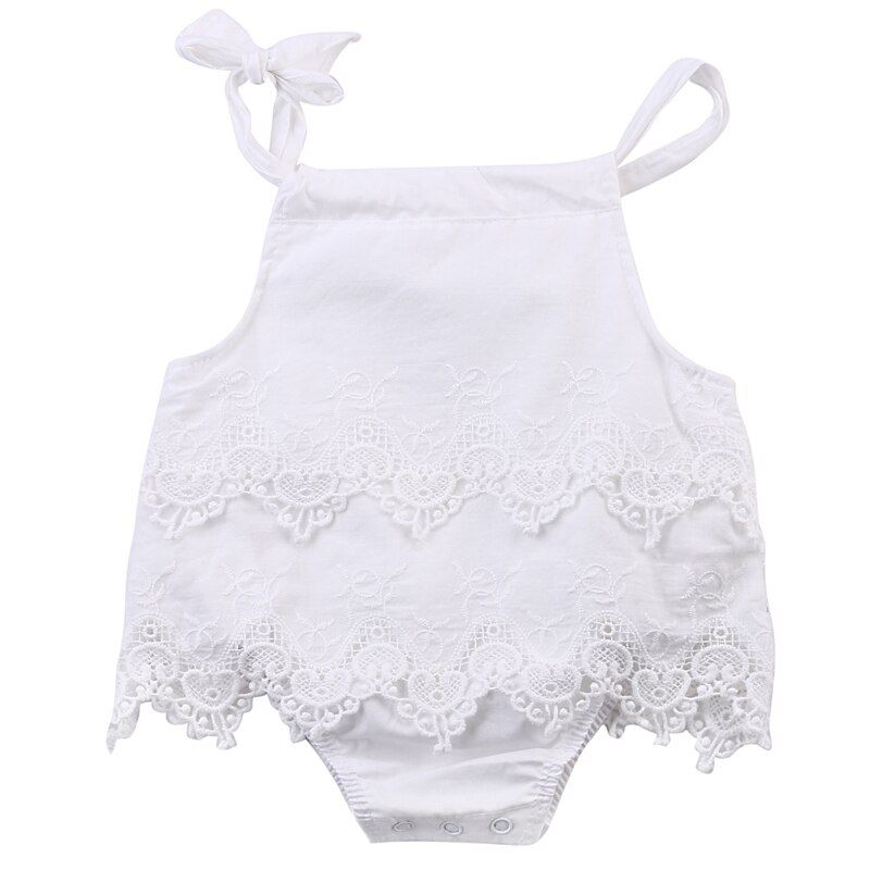 2018 Cute Lovely Newborn Infant Baby Girls Cotton Sleeveless Square Collar Belt Lace Floral Solid 3 Style Bodysuit Outfit 0-18M