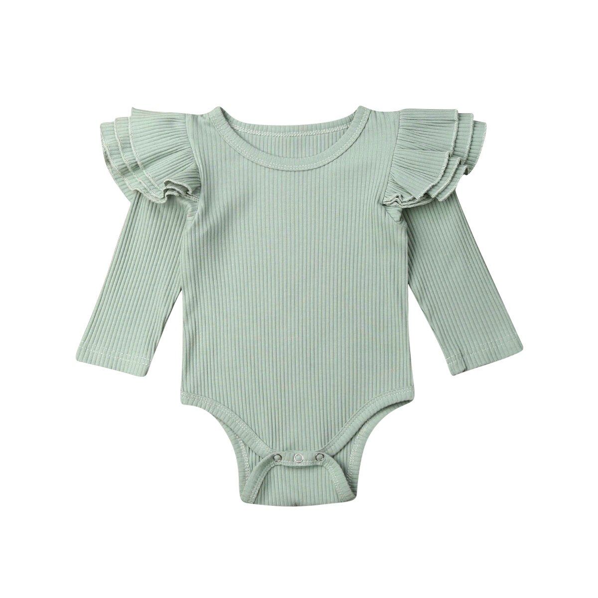2019 Baby Spring Autumn Clothing Newborn Infant Baby Girls Boys Ruffles Long Sleeve Bodysuit Robbed Solid Jumpsuits Outfit Set