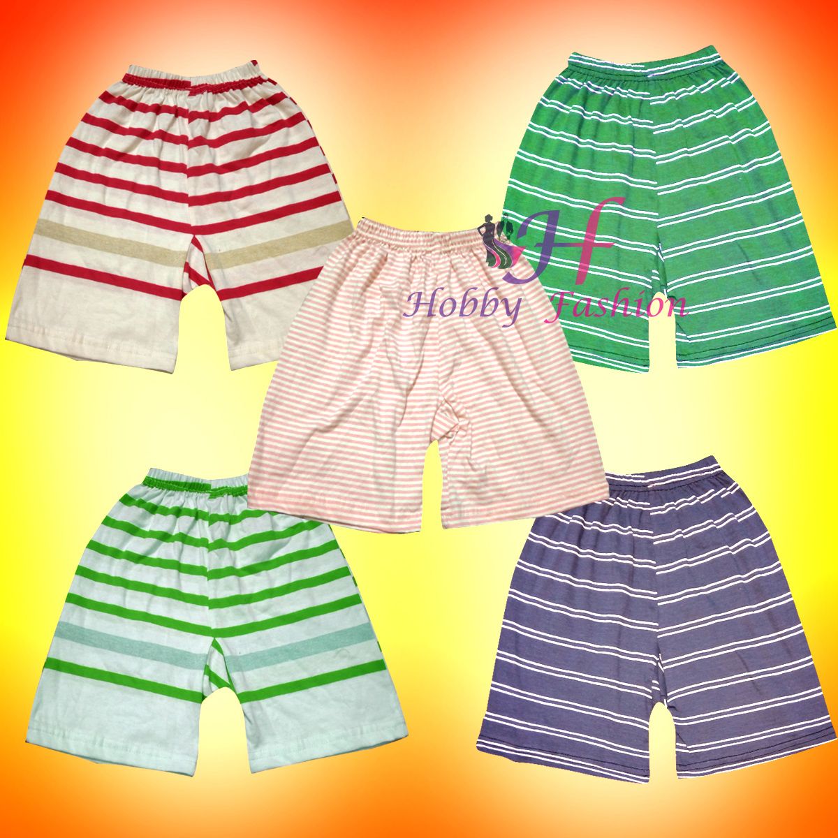 5 Pieces Multicolor Boy Stripe Half Pant by Any color
