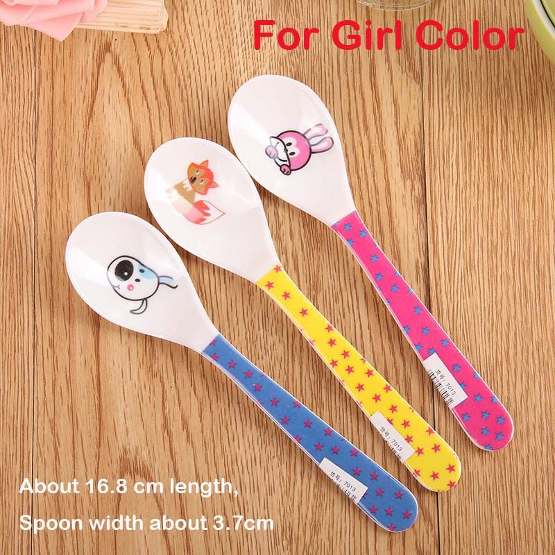 2Pcs Kawaii Melamine Cartoon Baby Feeding Spoon Children's Spoon Soup Coffee Spoon Dinnerware