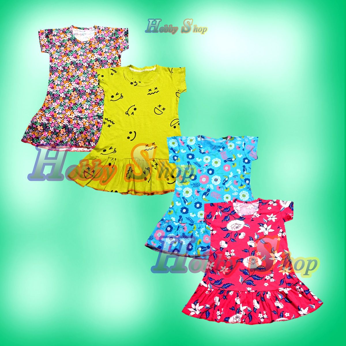 Multi Color Girls Frock (4 Pieces Combo) By Difference Color - বাচ্চাদের জামা