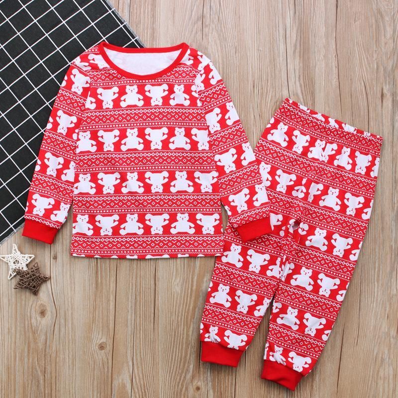 Daughter Dongchun Fall Christmas Cubs Long Sleeve Top + Trousers Two Pieces