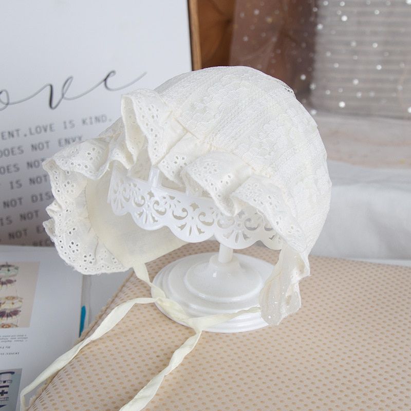 ,Lovely Lace Baby Hats Soft Cotton Princess Summer Solid Flower Infant Baby Sun Hat Bonnet Cap Newborn Girl Accessories