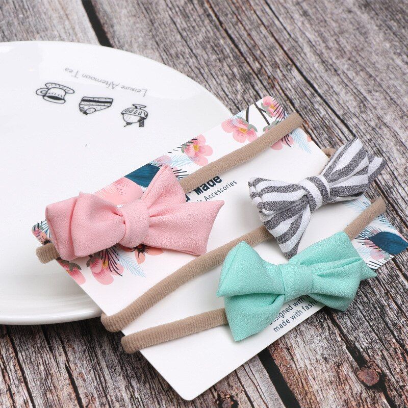 3pcs Baby Headband Cute Bow Girl Head Bands Turban Newborn Flower Elastic Headbands Hairbands Kids Baby Hair Accessories