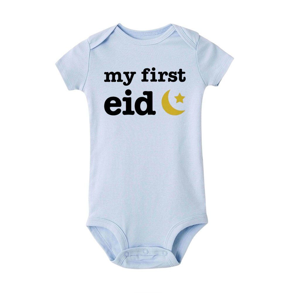 2020 New Baby Short Sleeve Jumpsuit Caasual Letter Print My First Eid Girl Boy Rompers Newborn Baby Clothes Newborn Baby Gifts