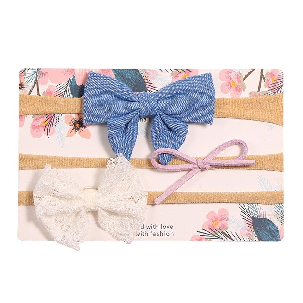 3pcs Cute Bow Baby Headband Girl Nylon Head Bands Turban Headbands Hairband Kids Baby Hair Accessories Newborn Photography Props