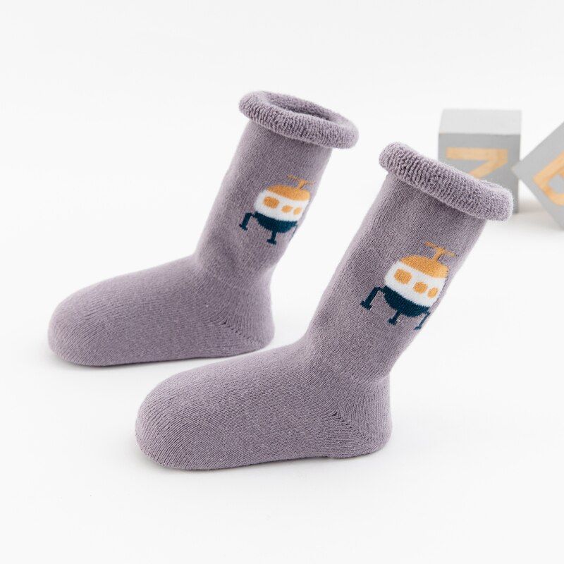 Toddler Knee High Anti Slip Socks Girls Boys Newborn Infant Baby Winter Cotton Terry Children Kids Thick Warm Cartoon Long Sock