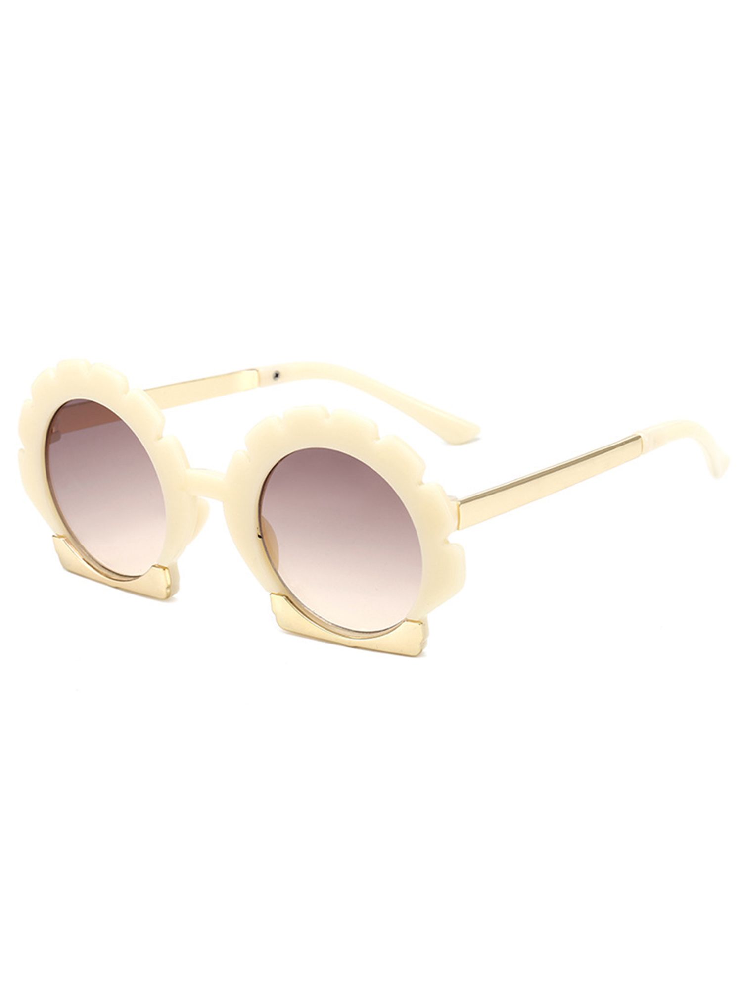 Kids Round Flower Sunglasses, UV Resistant Metal Frame Sunglasses for Children Boys and Girls