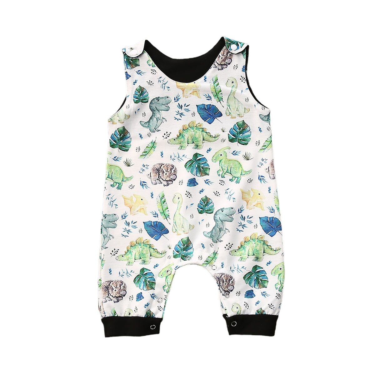 0-3Y Infant Baby Girls Boys Rompers 4 Style Cartoon Print Sleeveless Cotton Jumpsuits Clothes