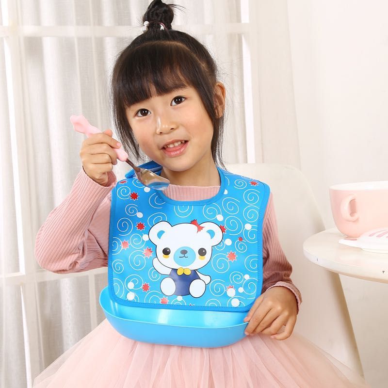 Cartoon Baby Stuff Waterproof Silicone Feeding Bibs Infant Baby Saliva Towl Adjustable Baby Burp Bandana Removable Drool Bibs