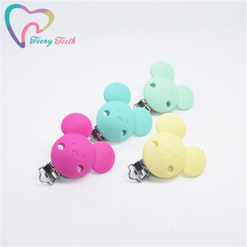20 PCS Leopard Mouse Shape Pacifier Clip Silicone Beads Teething Soother Holder Teether DIY Baby Feeding Accessories Tools