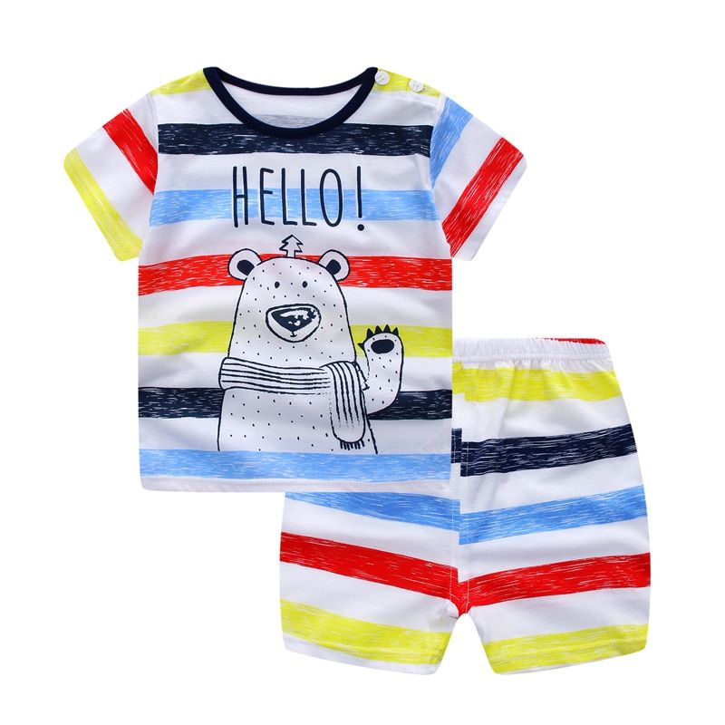 Casual Striped Cartoon Character Clothing Unisex Newborn Clothes Pullover Girl Boy Infant Outfits Newborn Baby Boy Clothes