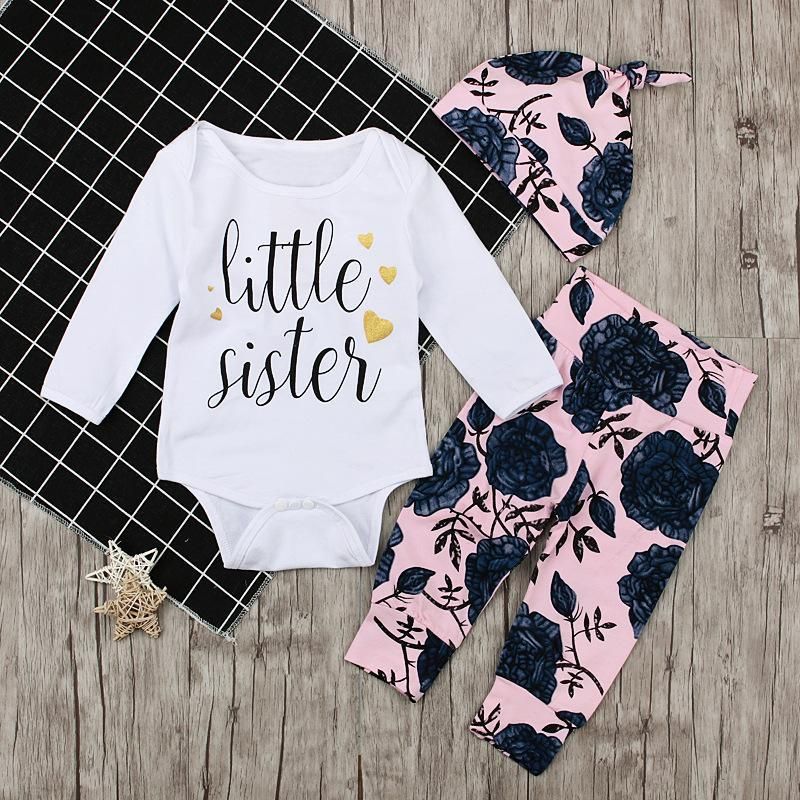 Daughter Dongchun Fall English Alphabet Long Sleeve Rose Jumpsuit Crawl Dress Kids Set Instagram Baby Girl Clothes Kids Fortnite Toddler Skirt Shorts Panties Dress Unicorn Mickey Minnie Kid Dresses Princess Robe Infantis Panda Spiderman