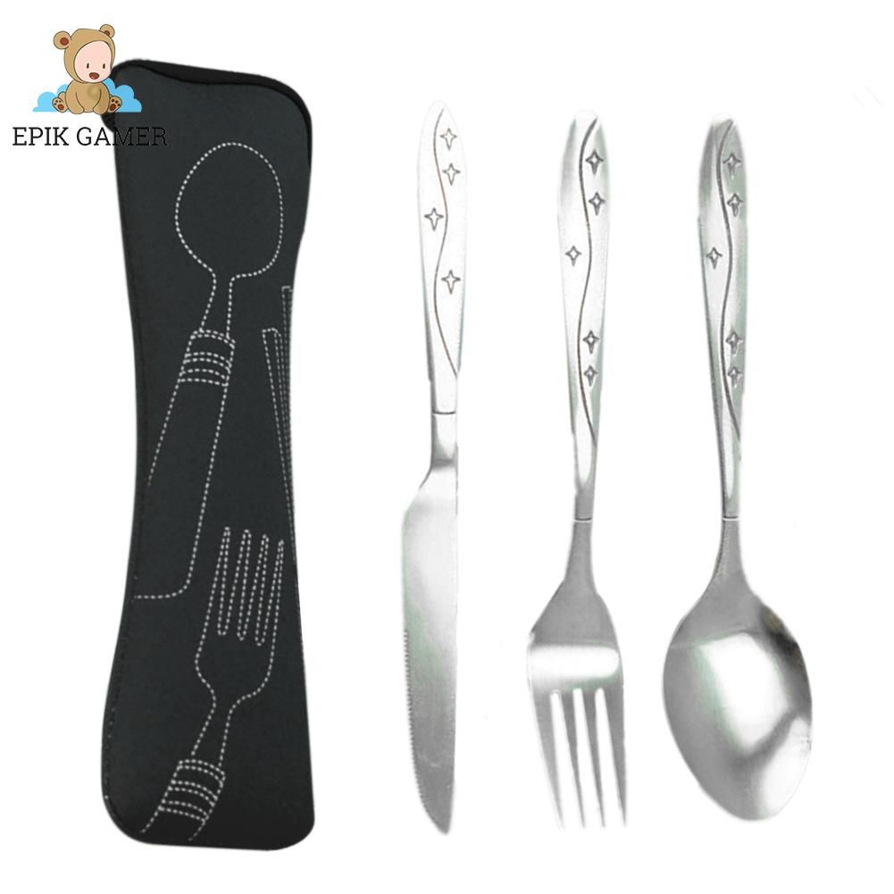 3pcs Coffee Camping Picnic Portable Star Tableware School Stainless Steel Kitchen Dinnerware Cutlery
