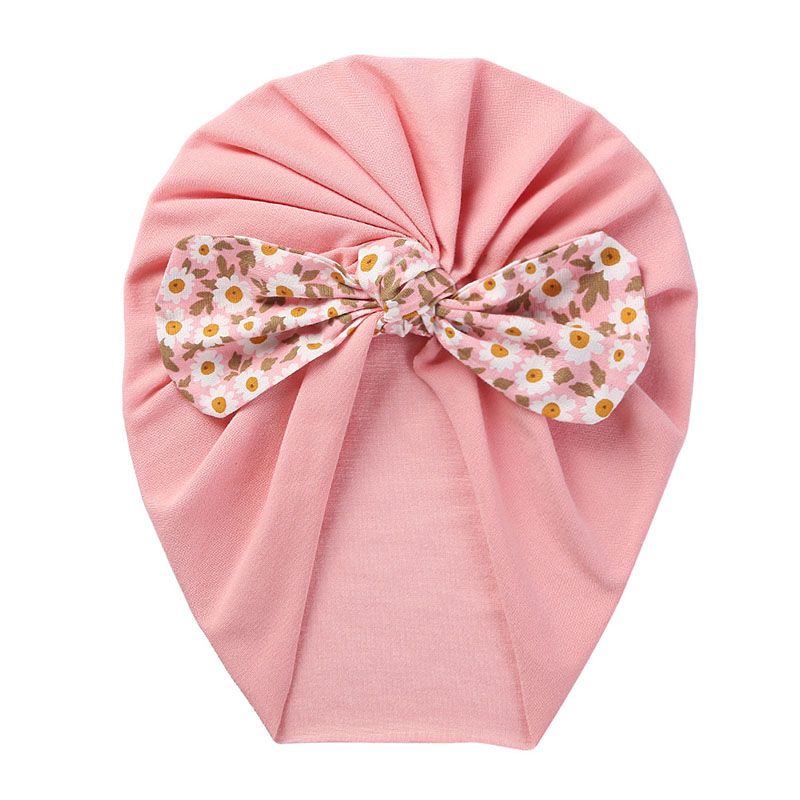 Floral Printed Bow Baby Turban Hat Soft Elastic Kids Beanie Hat Sweet Princess Newborn Bonnet Caps