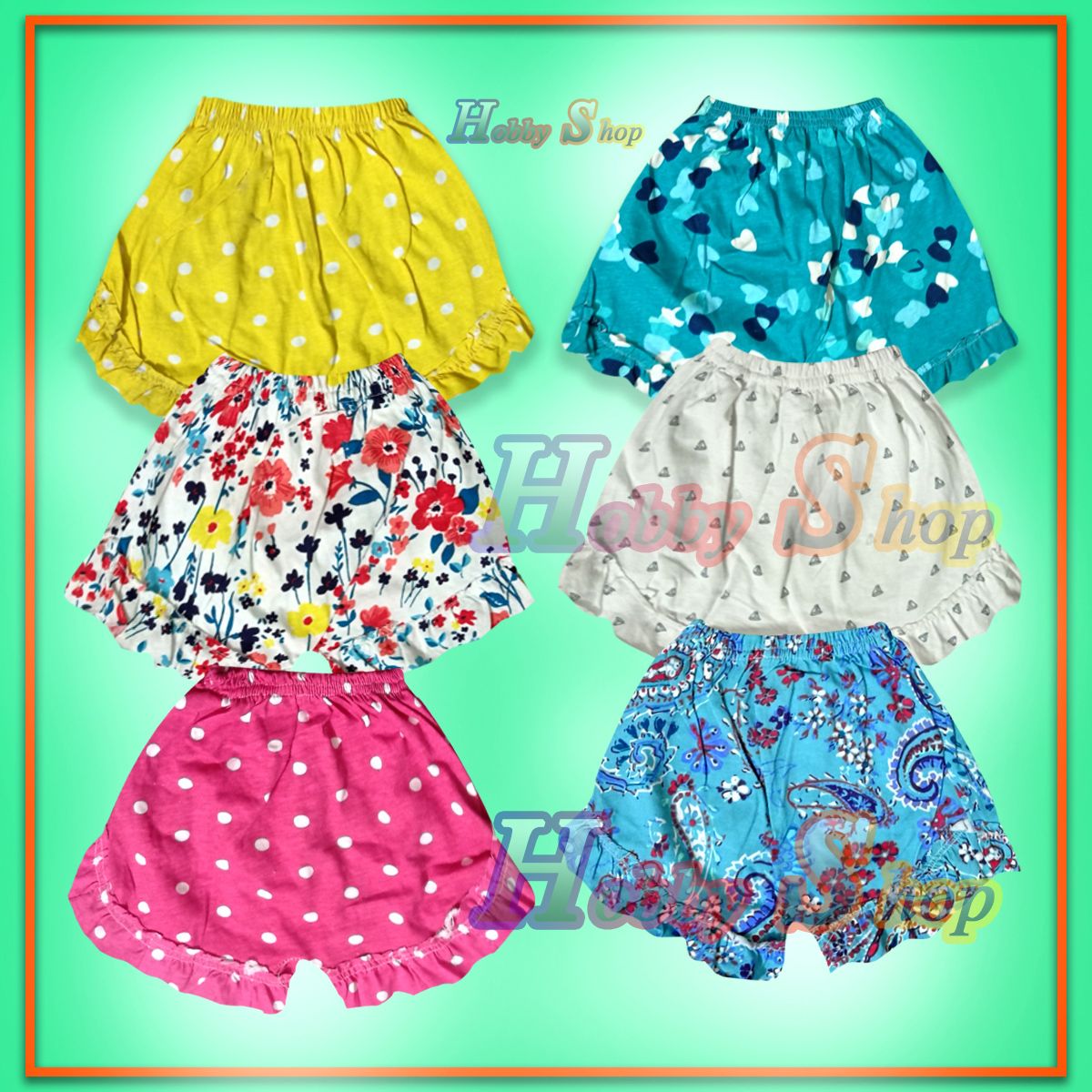 Multi Color Girls Half Pant ( 6 Pieces Combo) by Any Color