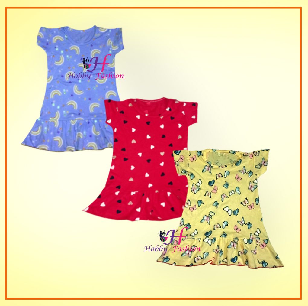 3 Pieces Multicolor Girls Frock (Any color)