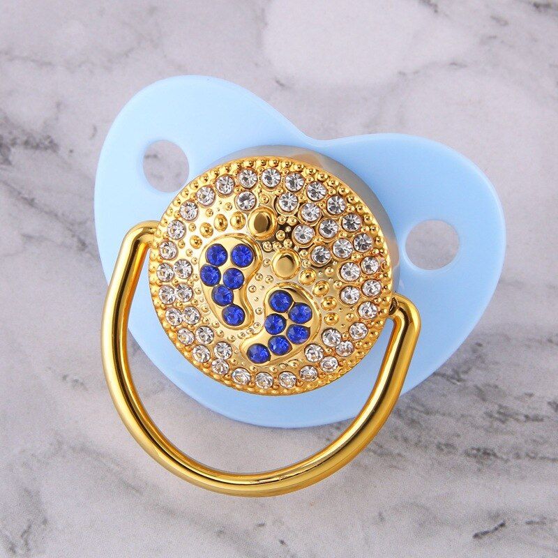 Blue Color Baby Foot Pacifiers 0-18 Months BPA Free Bling Pacifiers Food Grade Baby Soother Nipples