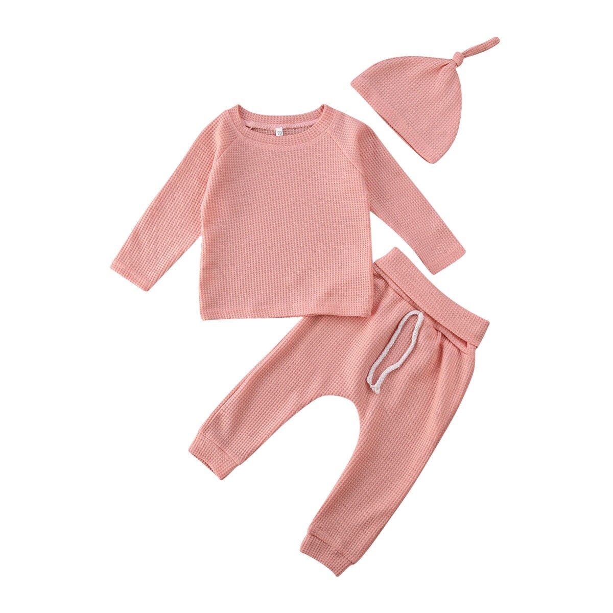 2020 Baby Spring Autumn Clothing Newborn Baby Girl Boy Winter Warm Clothes Striped Long Sleeve Tops T-Shirt Pants Solid Outfits
