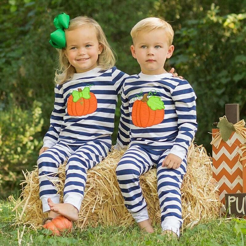 New Fashion Newborn Baby Girl Boy Pumpkin Romper Jumpsuit Tops Pants Leggings Set Clothes