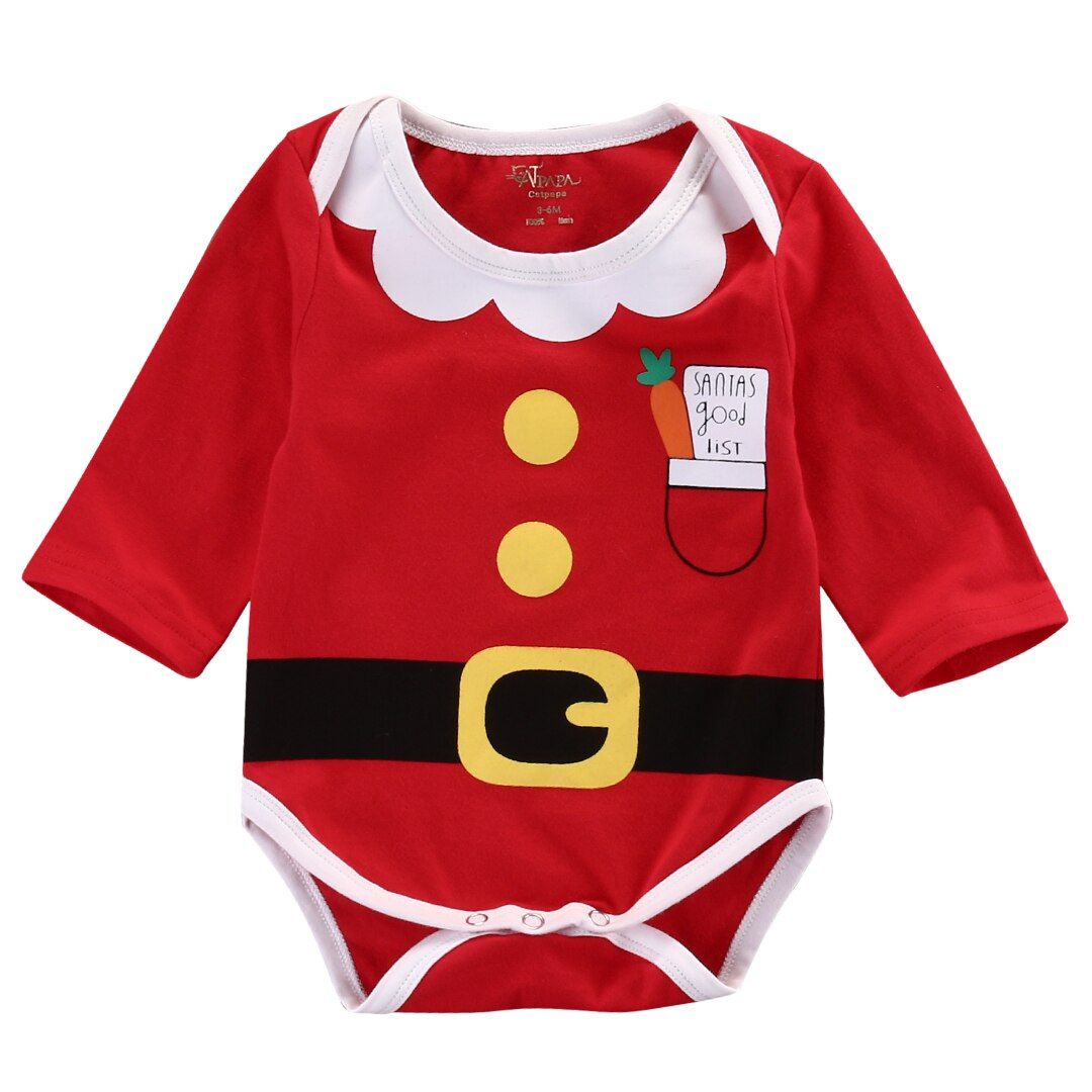 2020 Christmas Baby Clothes Newborn Infant Baby Boys Girls Long Sleeve Bodysuits Jumpsuit +Hats Autumn Winter Baby Santa Outfits