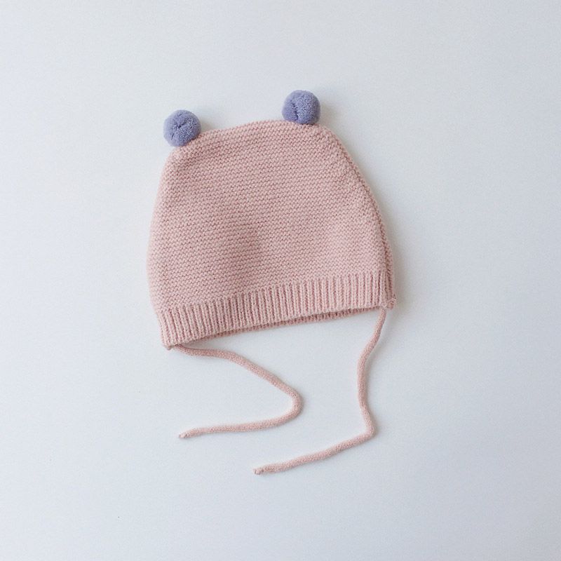Autumn Winter Baby Hat With Ear Warm Crochet Kids Bonnet Hat Solid Color Knitted Beanie Cap