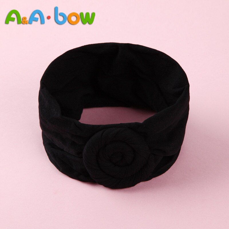 1pcs Wide Nylon Bow Headband with Rose Flower, Soft Elestic Wide Head wraps, Cute Nylon Turban Headband Girls Hair Accessories