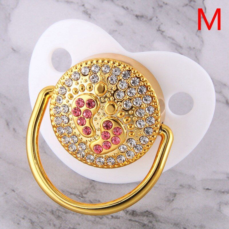 White Baby Pacifier Luxury Initials Letter D Bling Pacifier Rhinestone Twinkling Pacifier Holder Clip BPA free Dummy