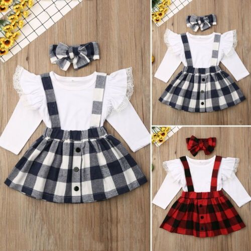 2021 Kids Toddler Baby Girls Clothes Long Sleeve T-shirt Top+Short Dress+Headband 2pcs Cotton Autumn Casual Girl Clothing Set