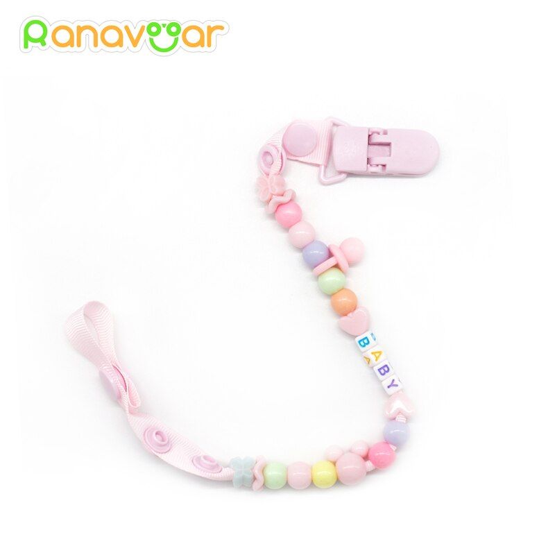 Toddler Baby Hand Made Dummy Pacifier Clip Chain Holder Soother Nipple Strap With Words BABY or KISS Nipple Feeding Supplies