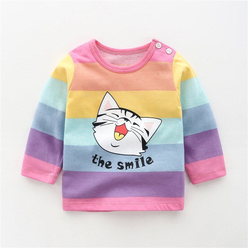 Autumn Baby Sweatshirts Girls Boys Cotton Cartoon Animal Print Infants Long-sleeved Top Toddler Casual Shirts Newborn Clothes