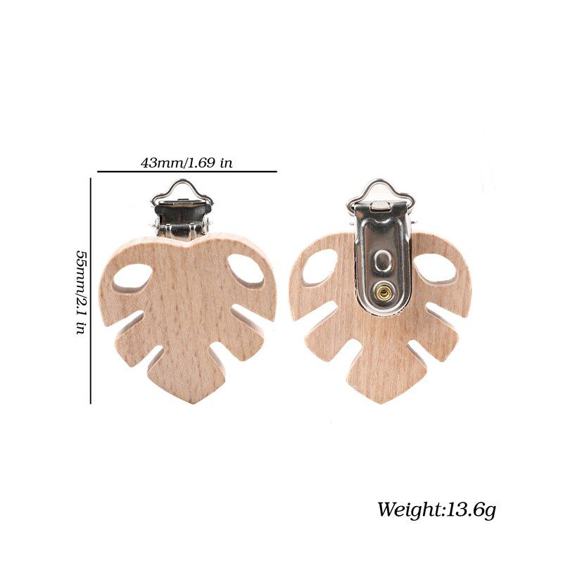 2pc Woode Pacifier Baby Accessories Wooden Wooden Animal Pacifier Metal Clips Holder Heart Pacifier Wooden Baby Teether