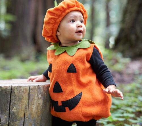 Baby 2 PCS Halloween Costumes, Sleeveless Round Neck Back Button Pumpkin Long Loose Top Shirt, Elastic Beanie Hat Set