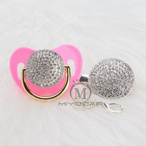 MIYOCAR BLING all bling pacifier and pacifier clip unique design for baby SGS certificate safe and unique AS