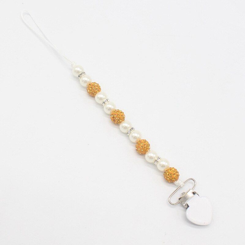 1PC Crystal Baby Kids Boy Girl Plastic Beaded Pacifier Holder Clip Nipple Teether Dummy Strap Chain Soother Chain For Baby Gifts