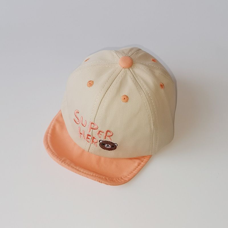 Spring Summer Baby Hat Embroidery Letter Baby Baseball Cap Cartoon Bear Adjustable Outdoor Kids Sun Hat