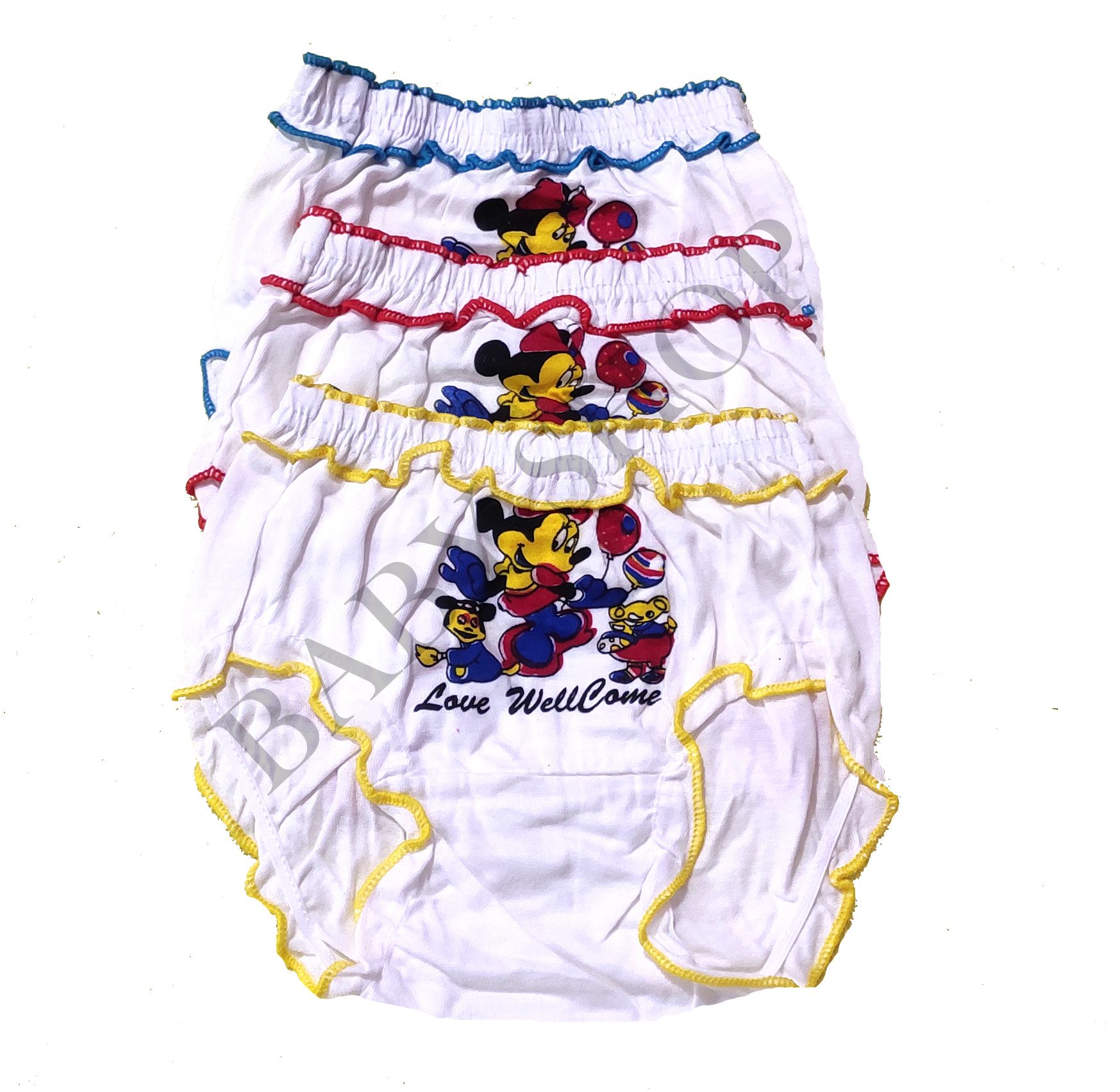 Newborn Baby Cotton Cloth Pant For Girls(0-12Months)-Multicolor-3Pcs Set