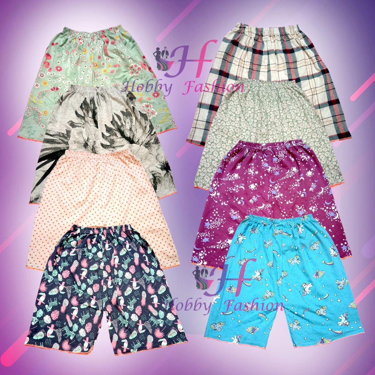 8 Pieces Multi Color Kids Half Pant any color
