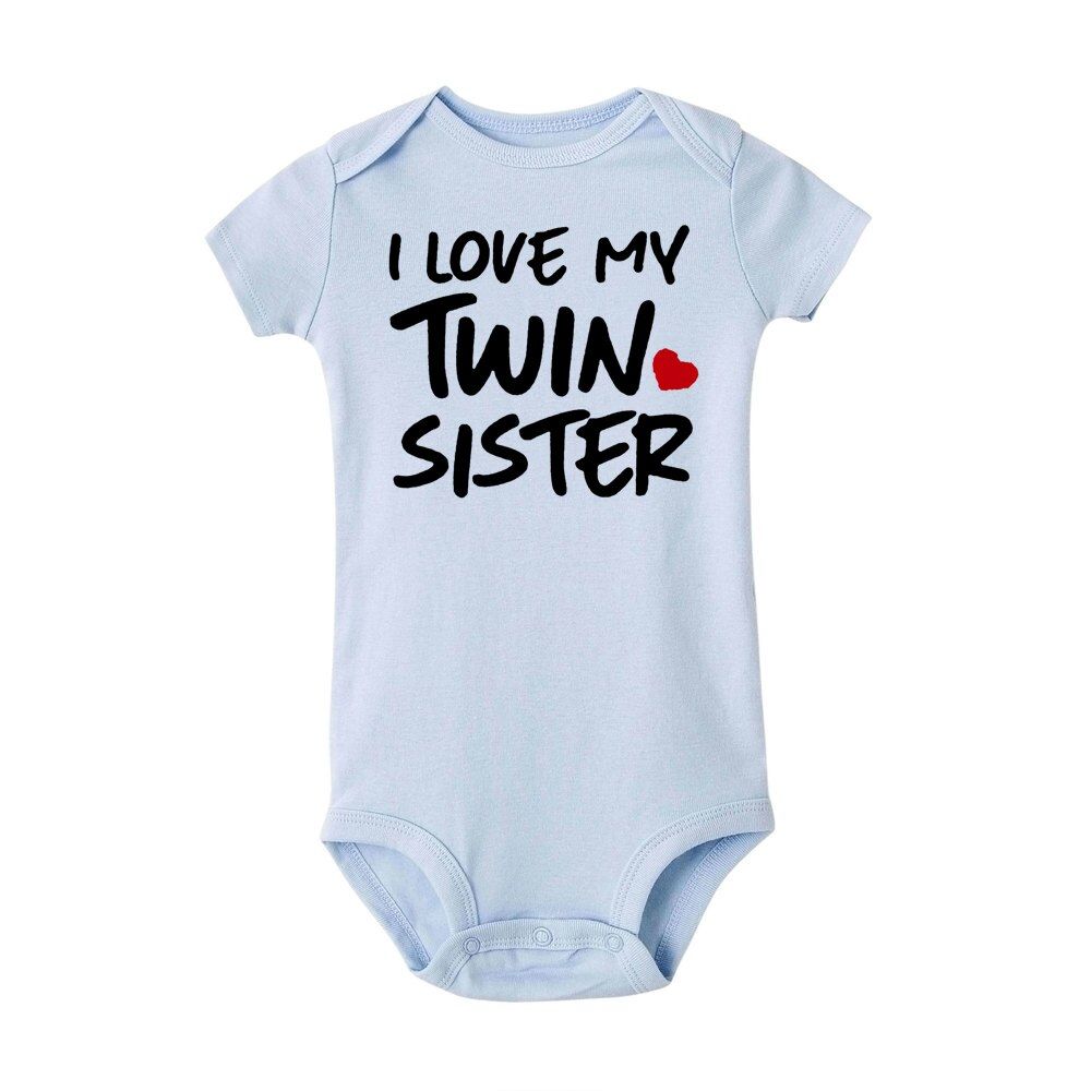 New Casual Newborn Baby Boys Girls Short Sleeve Letter Print I Love My Twin Brother Casual Romper Baby Clothes Hot Sales