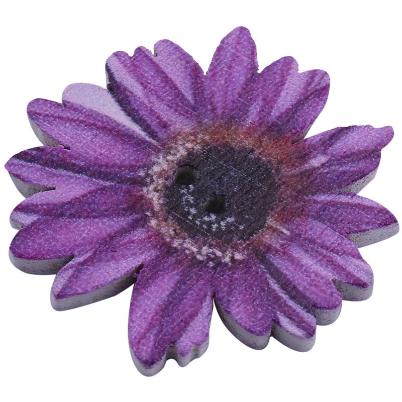 50pcs 25mm Daisy Flower Wooden 2-holes Buttons for Art Crafts Scrapbooking